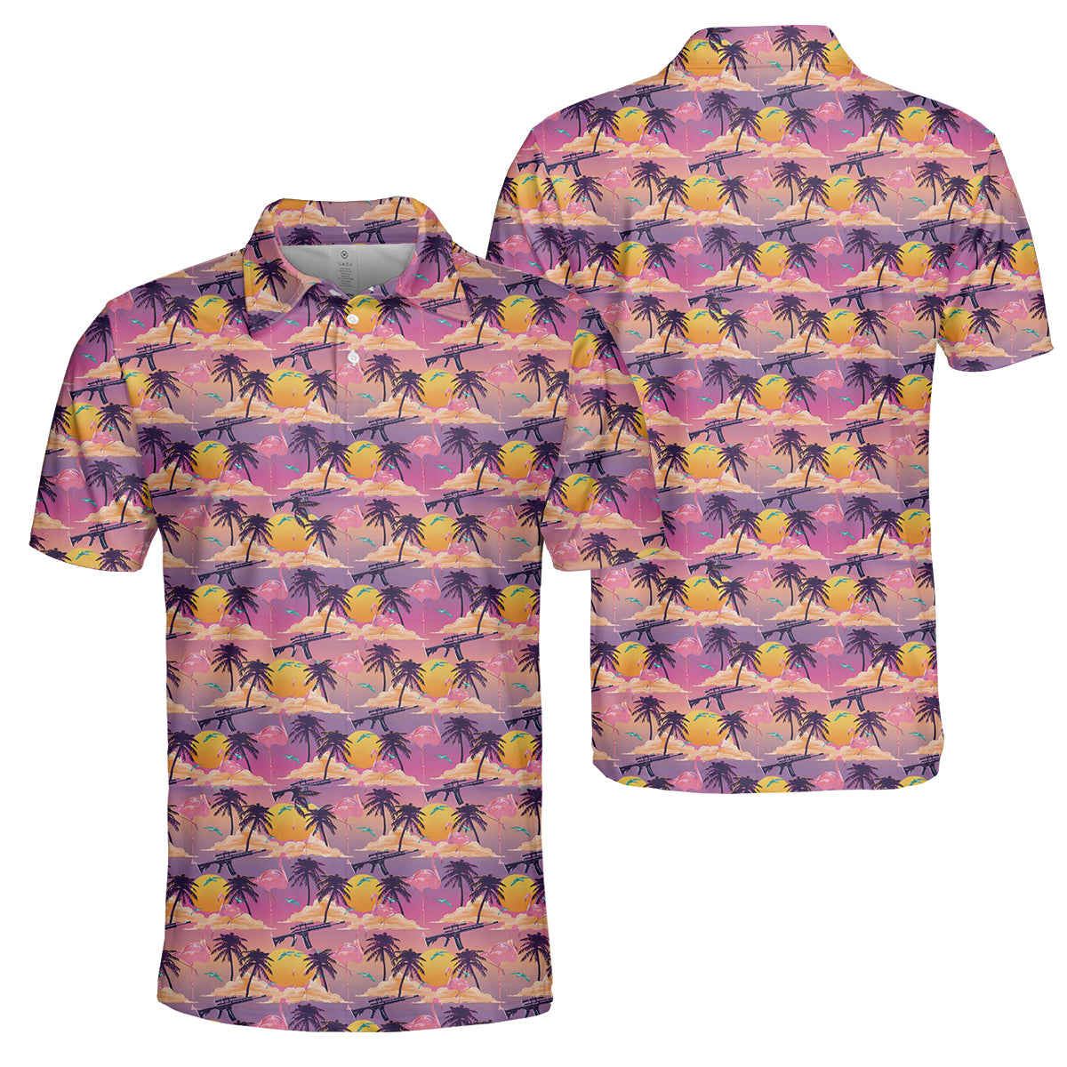 Women Golf Polo Tropical Palm Print Performance Breathable Shirt