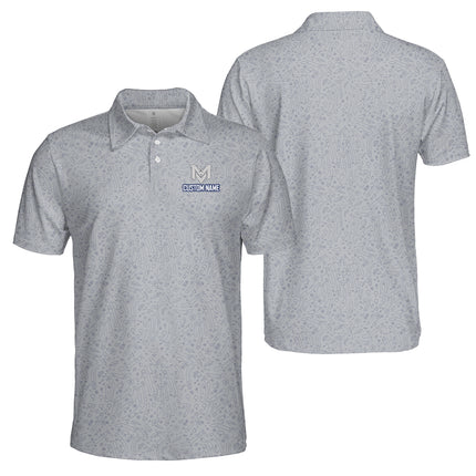 Funny Golf Doodle Pattern Polo Shirt for Men Minimalist All Over Print Performance Golf Polo Lightweight Breathable Golf Shirt