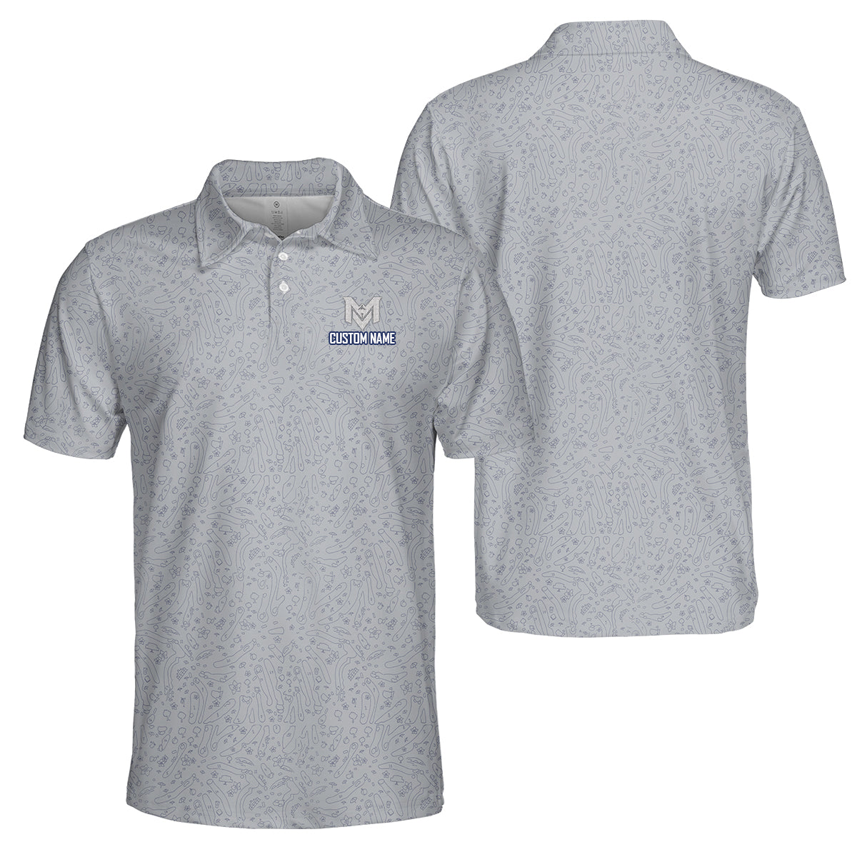 Personalized Funny Golf Doodle Pattern Polo Shirt for Men Minimalist All Over Print Performance Golf Polo Lightweight Breathable Golf Shirt