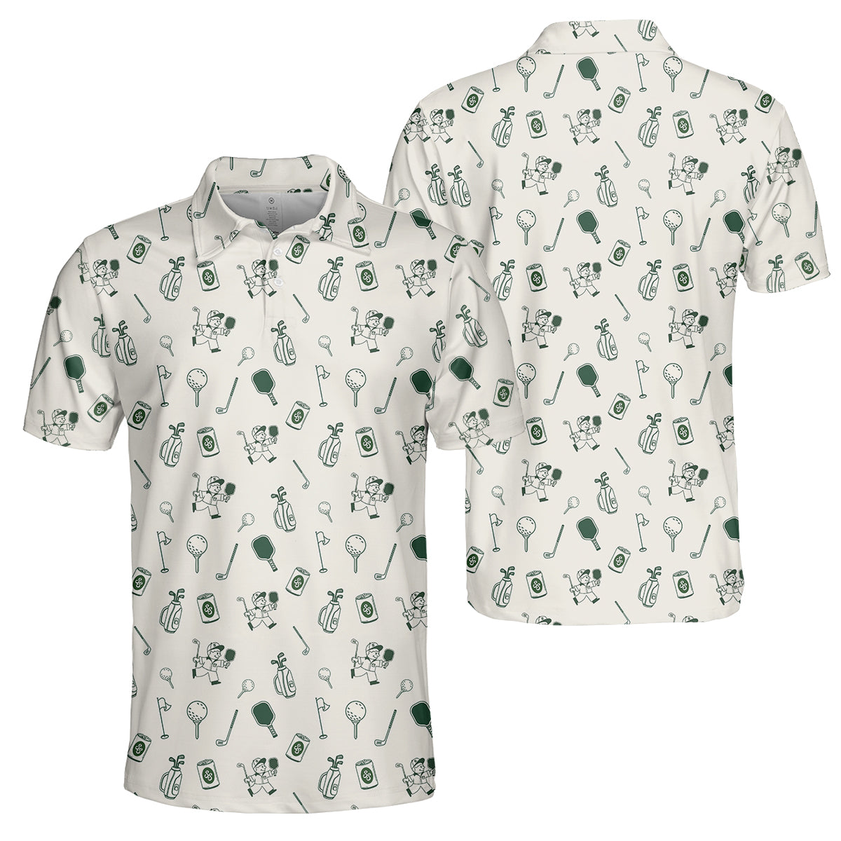 Funny Pickleball Golf Polo Shirt for Men – Pickleball & Golf Pattern Performance Polo, Lightweight Breathable Novelty Sports Polo
