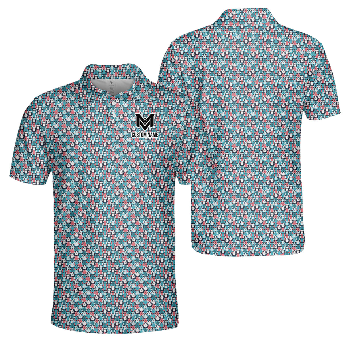 Personalized Boob Pattern Golf Men's Polo Shirt – Custom Name Funny Body Positive Polo