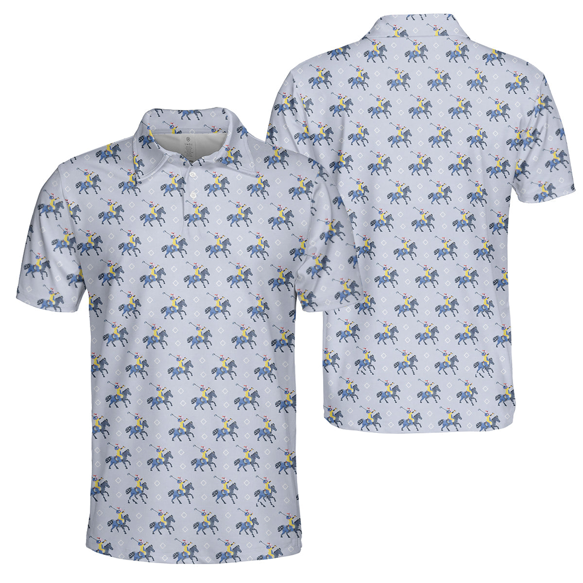 Funny Polo Golf Shirt Horse Rider Pattern Men Casual Golf Shirt