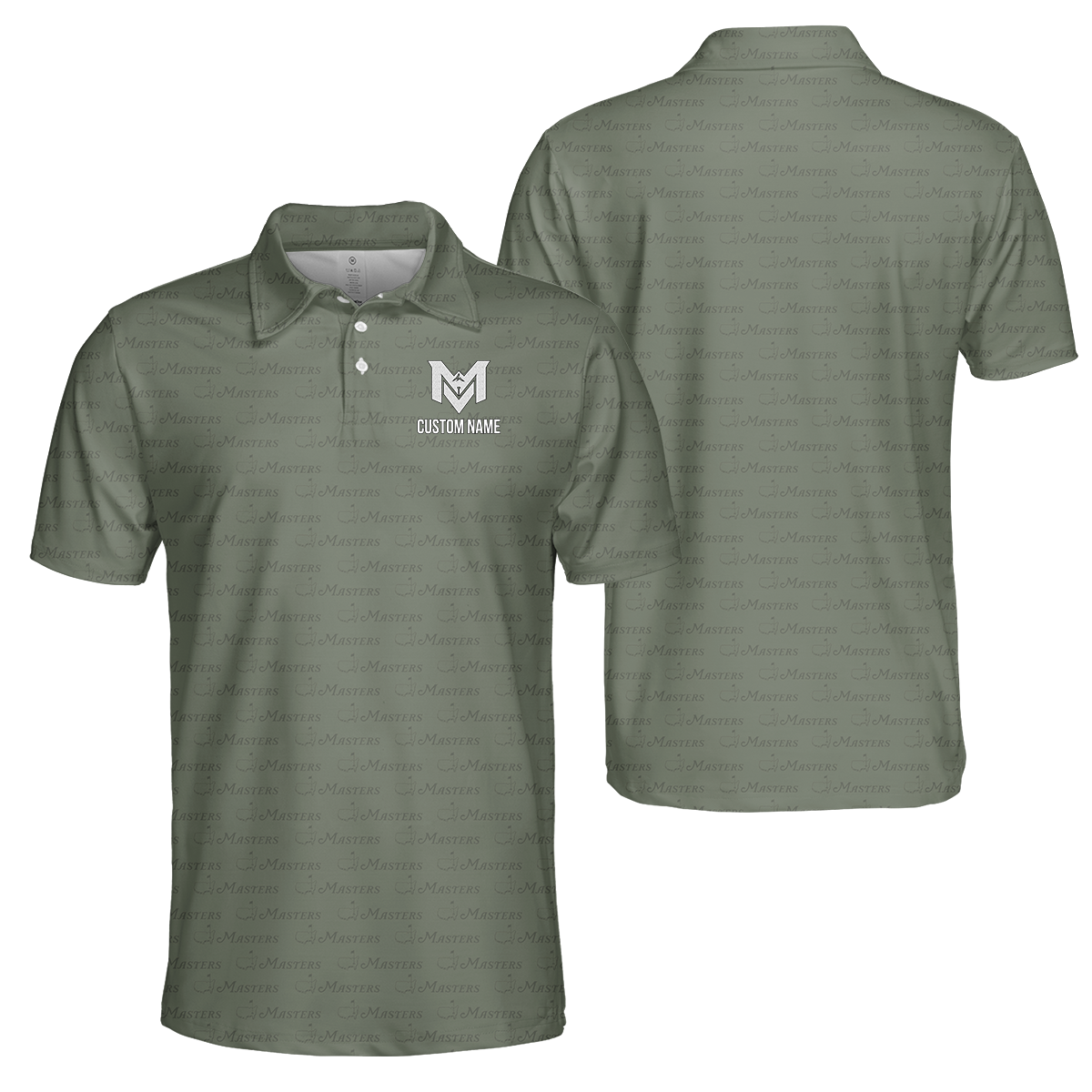 Personalized Masters Golf Pattern Polo Shirt for Men – Custom Name Golf Polo – Unique Casual Sport Shirt