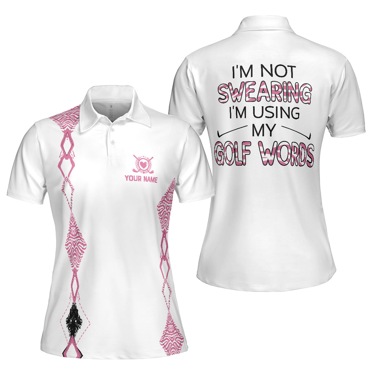 Personalized Golf Polo Shirt, Funny Golf Words Quote, Unique Golf Gift