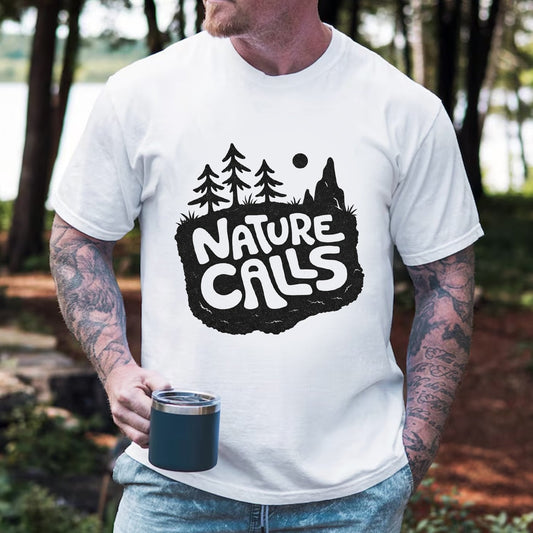 Nature Calls T-Shirt – Minimalist Outdoor Camping Graphic Tee for Nature & Hiking Lovers