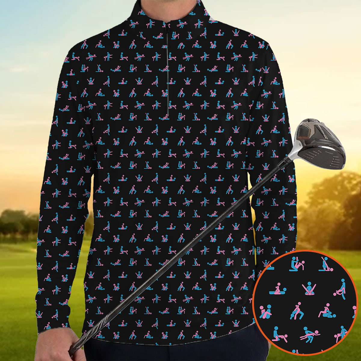 Funny Golf Polo Shirt Adult Humor Pattern Men Casual Golf Shirt