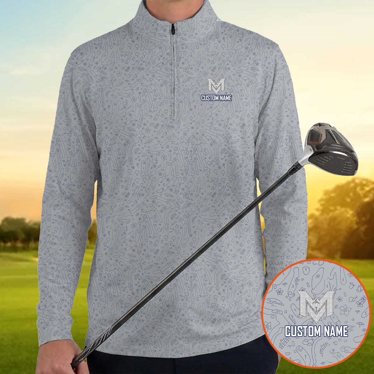 Personalized Funny Golf Doodle Pattern Polo Shirt for Men Minimalist All Over Print Performance Golf Polo Lightweight Breathable Golf Shirt