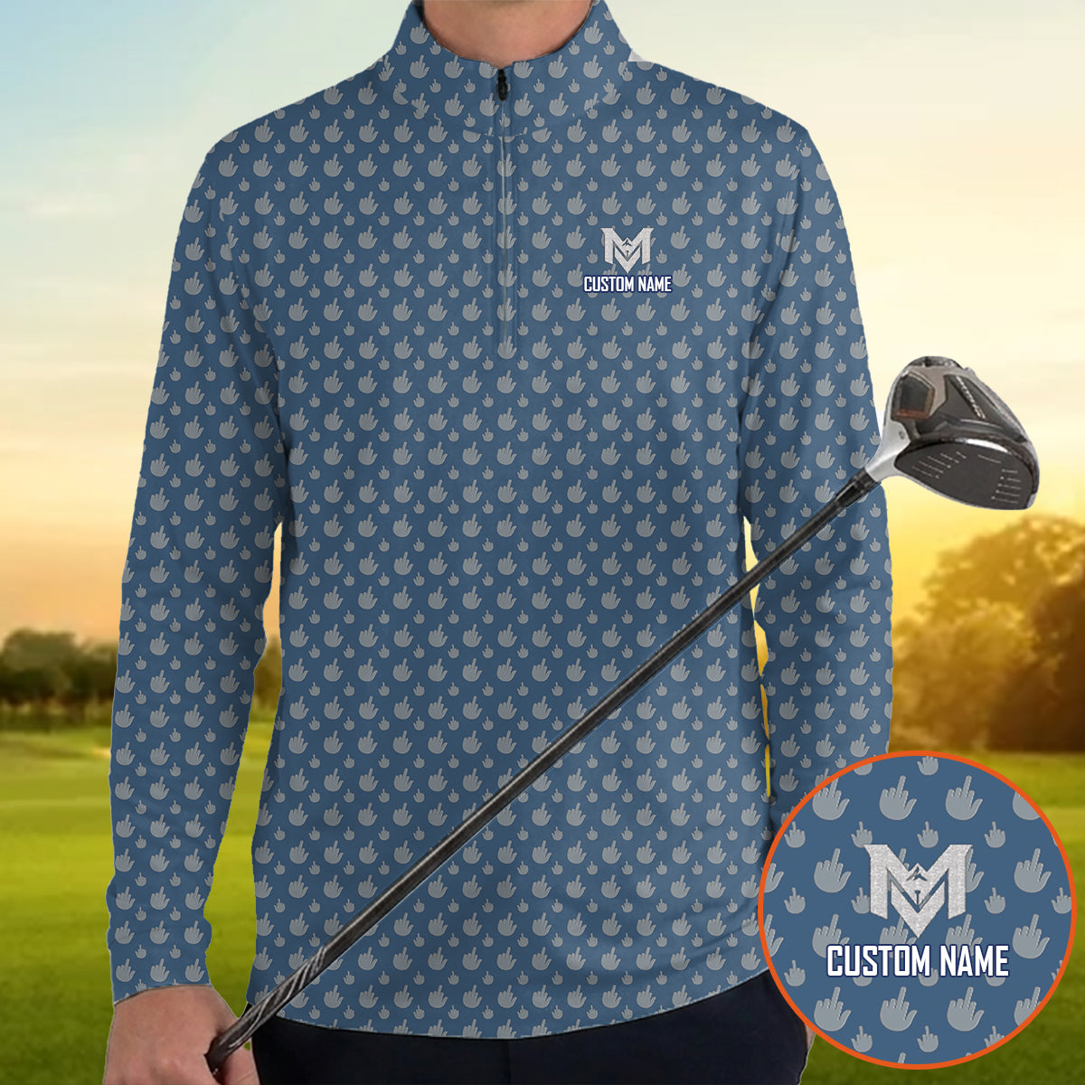 Personalized Monogram Golf Polo Shirt for Men All Over Print Funny Golf Pattern Performance Golf Shirt Golfer Gift