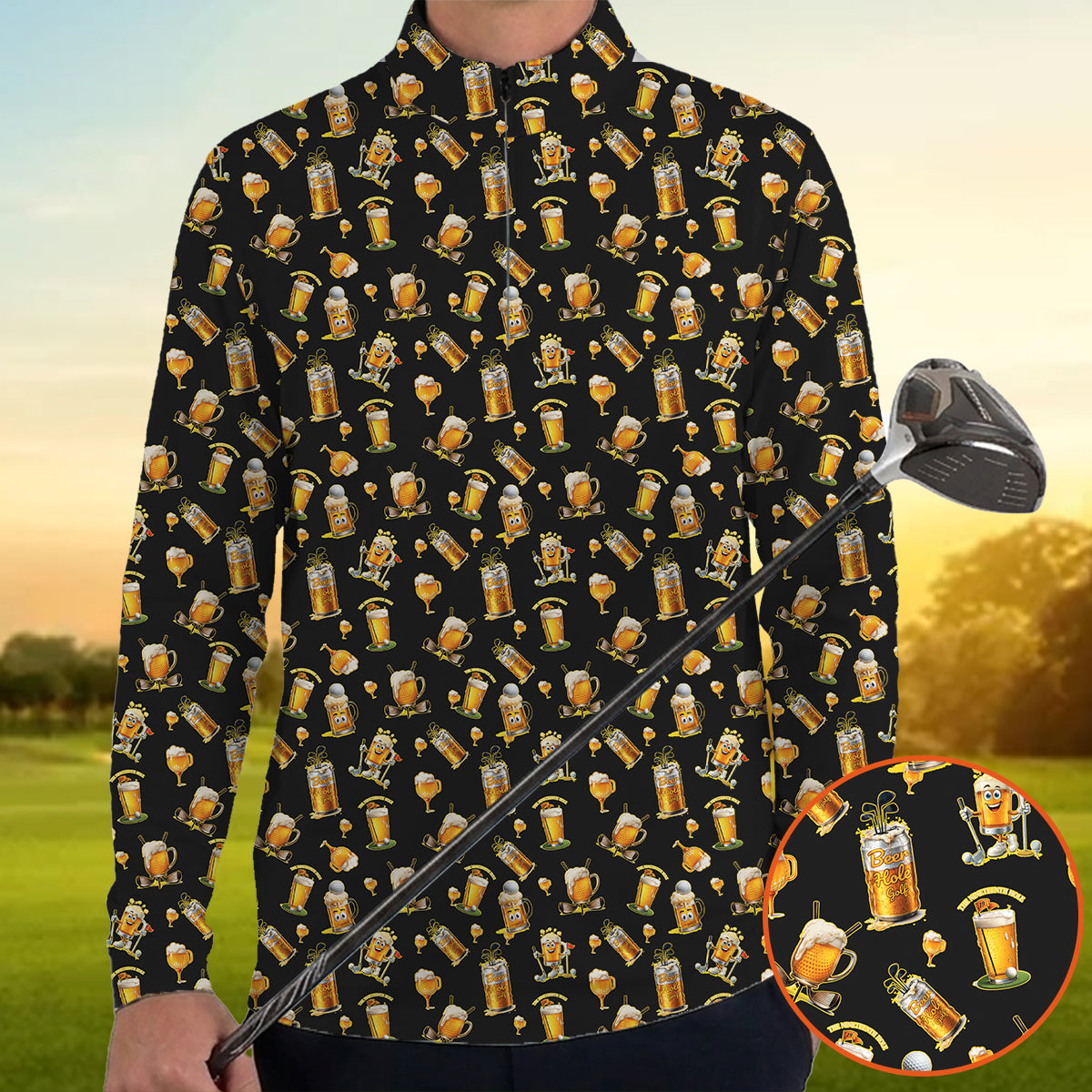 Funny Beer Golf Polo Shirt Men Beer Lover Golf Shirt Casual Golfwear