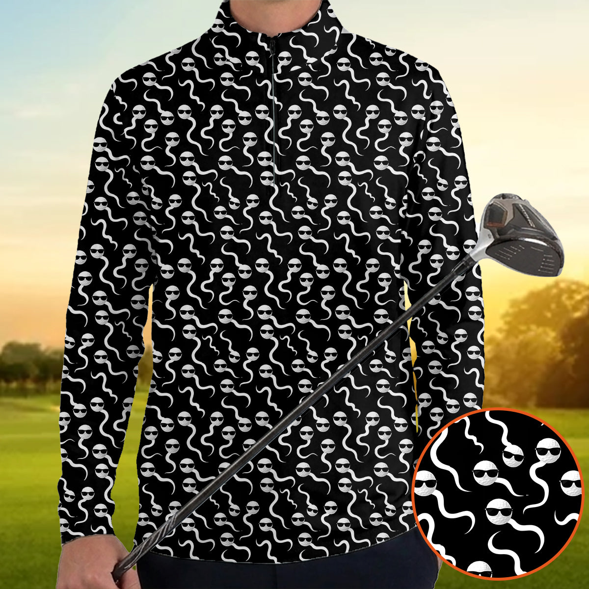 Funny Golf Polo Shirt Cool Sperm Pattern Men’s Golf Shirt