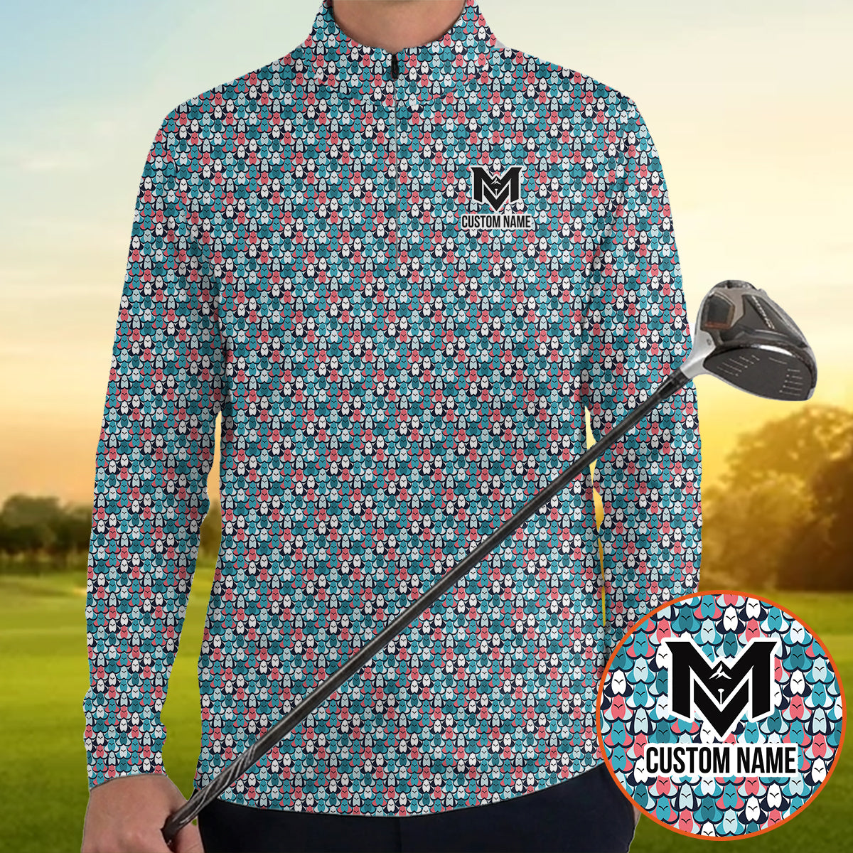 Personalized Boob Pattern Golf Men's Polo Shirt – Custom Name Funny Body Positive Polo