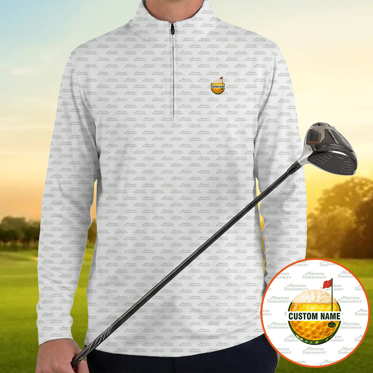 Personalized Custom Name Minimal Text Pattern Golf Polo Shirt for Men Modern Golf Apparel