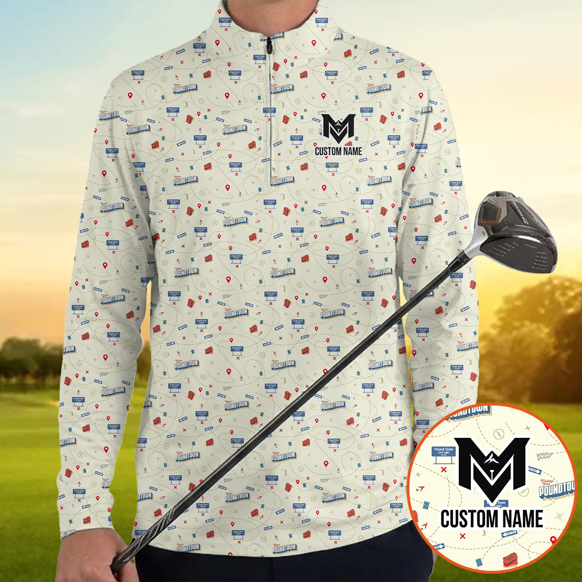 Personalized Funny Golf Course Map Polo Shirt for Men Golf Course Strategy Pattern Performance Golf Polo Lightweight Breathable Golf Apparel