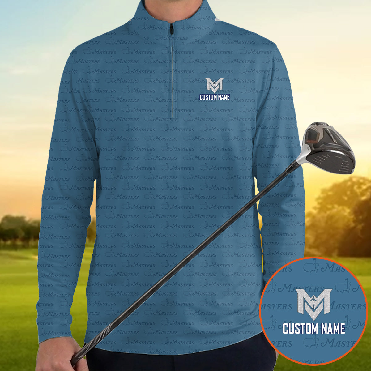 Personalized Masters Style Golf Polo Shirt for Men Classic Tournament Pattern Performance Golf Polo Lightweight Breathable Golf Apparel