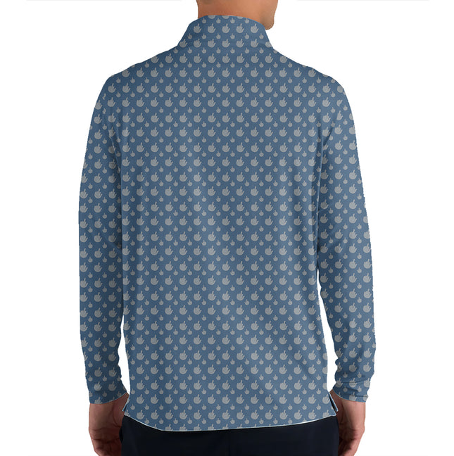 Funny Golf Hand Gesture Quarter Zip Golf Pullover for Men All Over Print Performance Golf Jacket Lightweight Long Sleeve Golf Top