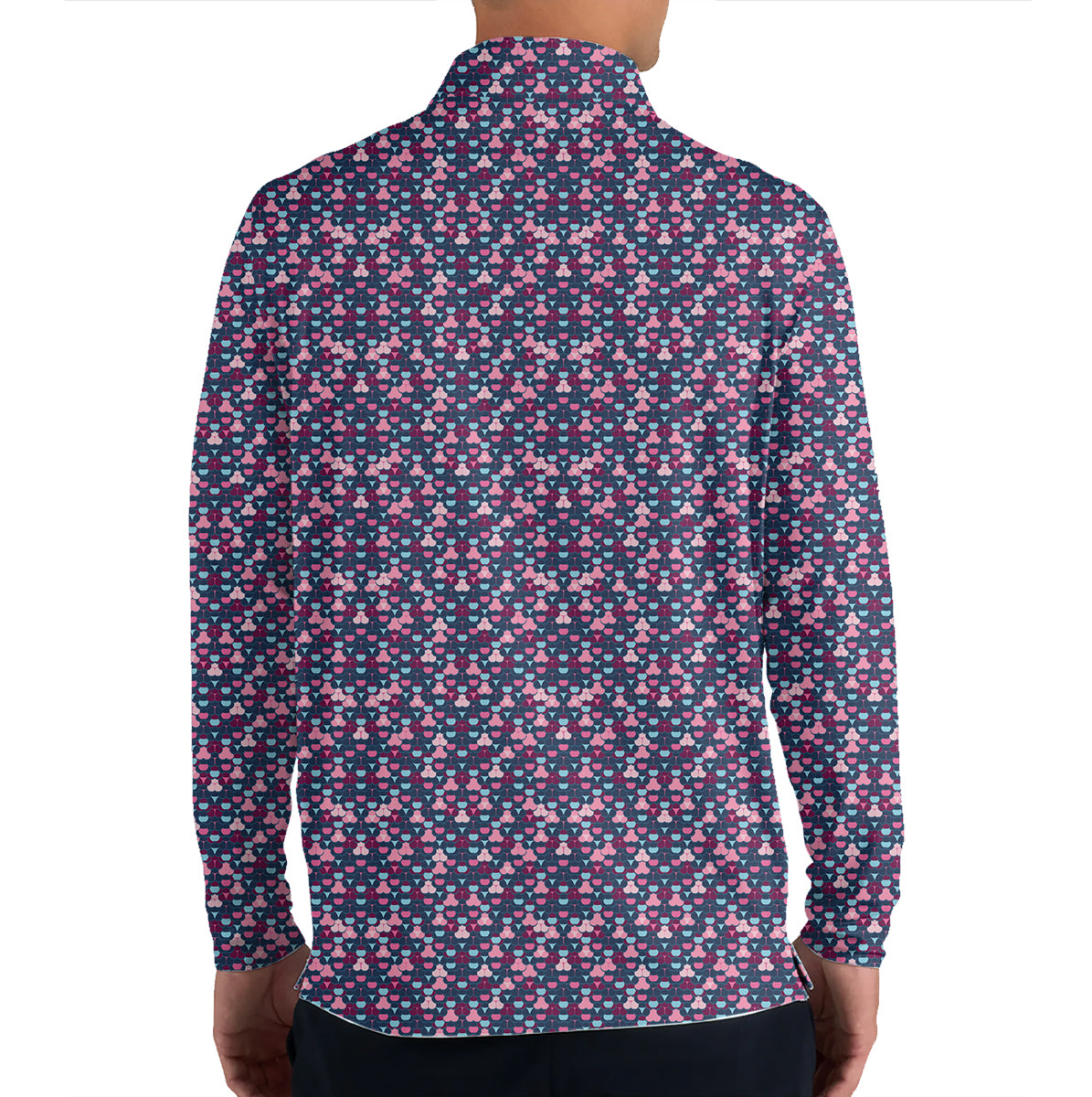 Personalized Pink Blue Golf Ball Pattern Polo Shirt for Men Modern All Over Print Performance Golf Polo Lightweight Breathable Golf Apparel