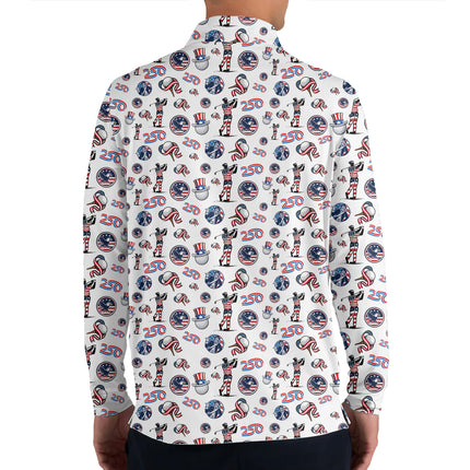 USA 250 Years Patriotic Quarter Zip Golf Pullover for Men American Flag Golfer All Over Print Lightweight Long Sleeve Golf Jacket