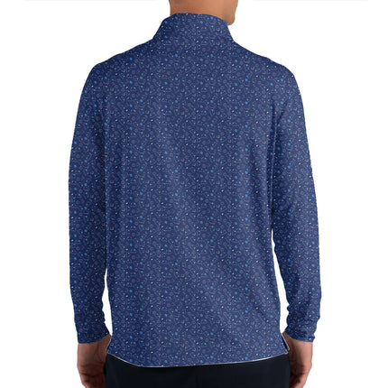 Personalized Name Long Sleeve Zip Golf Shirt – Custom Pattern Golf Shirt for Men – Stylish Performance Polo