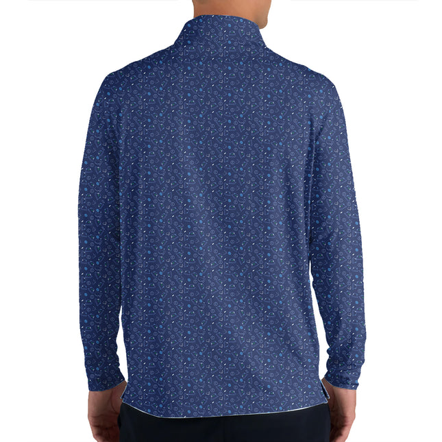 Personalized Name Long Sleeve Zip Golf Shirt – Custom Pattern Golf Shirt for Men – Stylish Performance Polo