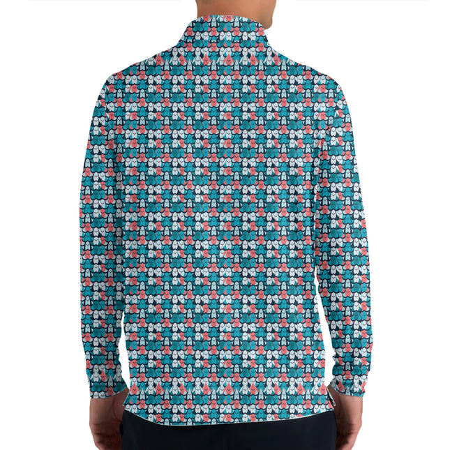 Colorful Golf Ball Pattern Quarter Zip Golf Pullover for Men All Over Print Lightweight Performance Long Sleeve Golf Jacket