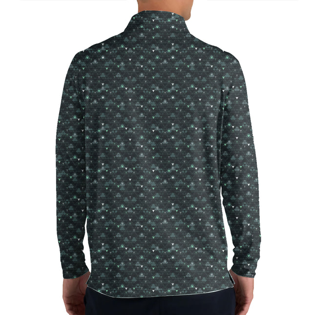 Dark Golf Ball Pattern Quarter Zip Golf Pullover for Men Modern All Over Print Lightweight Long Sleeve Performance Golf Jacket