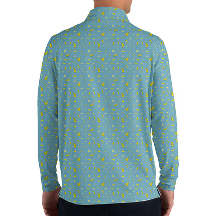 Personalized Banana Pattern Quarter Zip Golf Shirt – Custom Name Tropical Long Sleeve Golf Pullover