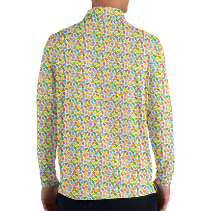 Colorful Gummy Bear Quarter Zip Golf Pullover for Men Funny Candy Pattern Lightweight Long Sleeve Performance Golf Jacket