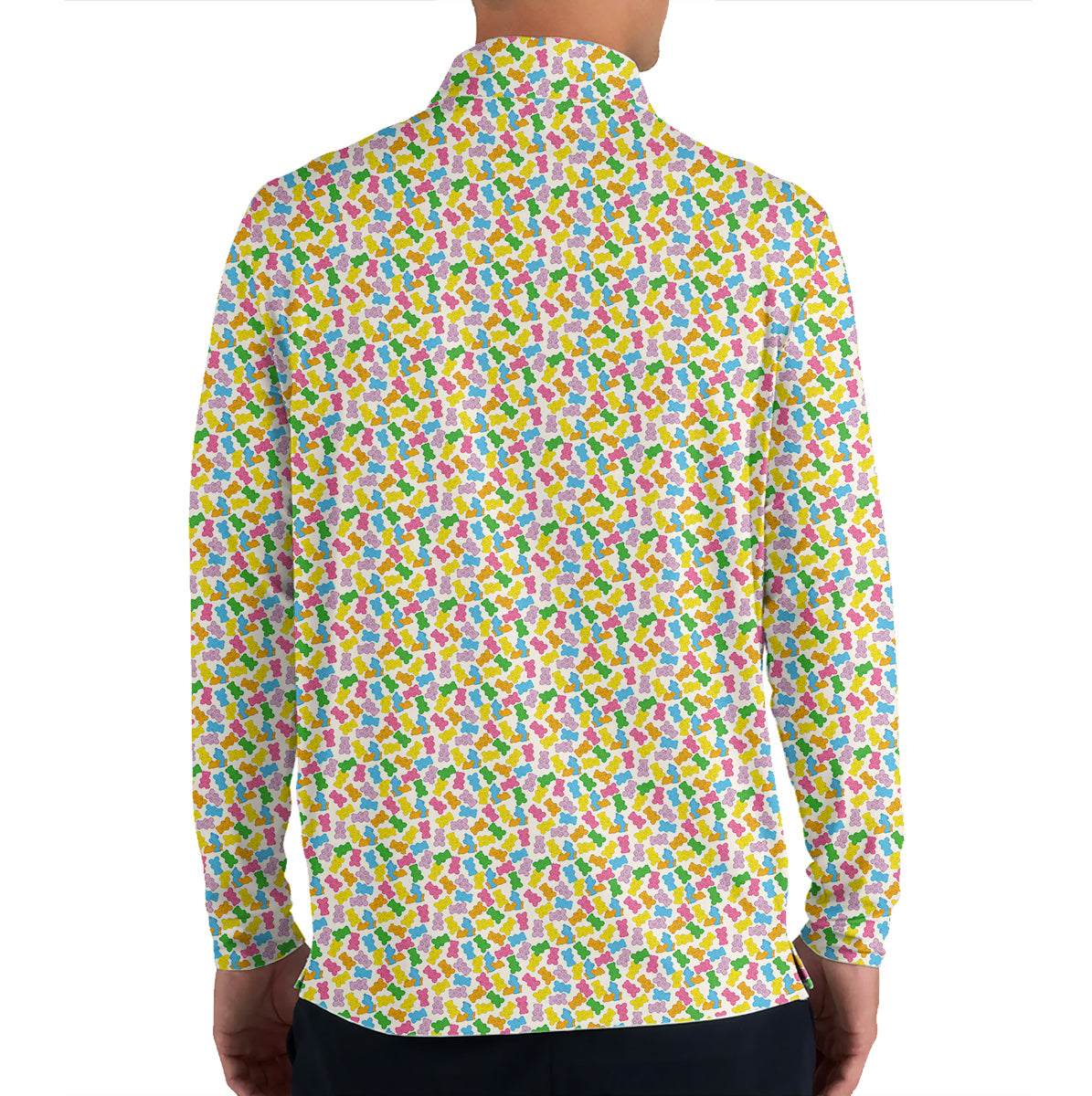 Personalized Colorful Gummy Bear Golf Polo Shirt for Men Funny Candy Pattern All Over Print Performance Golf Polo Lightweight Breathable Golf Apparel