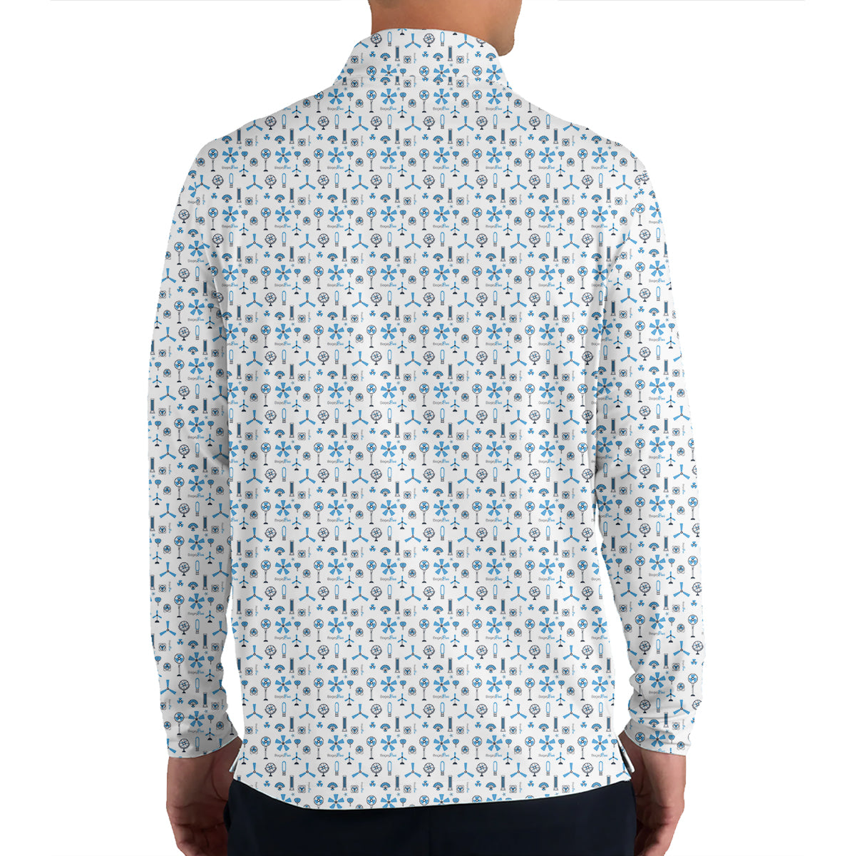 Personalized Blue Funny Golf Icons Polo Shirt for Men Golf Equipment Pattern All Over Print Performance Golf Polo Lightweight Breathable Golf Apparel