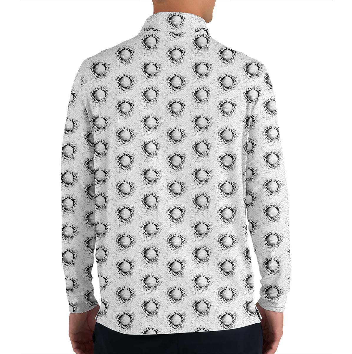 Cracked Golf Ball Pattern Golf Polo Shirt for Men – Unique 3D Golf Ball Print Performance Golf Shirt Lightweight Breathable Golf Polo