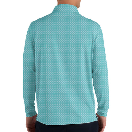 Light Blue Funny Golf Hand Gesture Quarter Zip Golf Pullover for Men All Over Print Lightweight Long Sleeve Performance Golf Jacket