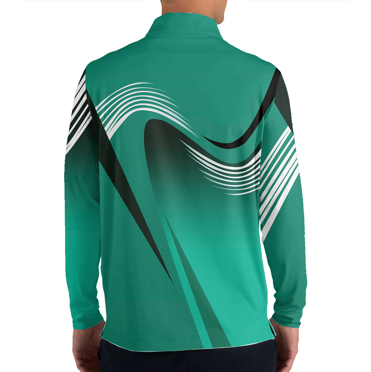 Personalized Custom Name Modern Wave Pattern Golf Polo Shirt for Men Stylish Golf Apparel