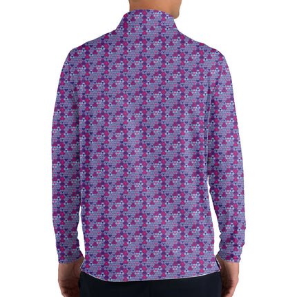 Personalized Long Sleeve Golf Zip Shirt – Custom Pattern Golf Shirt for Men – Stylish Performance Polo