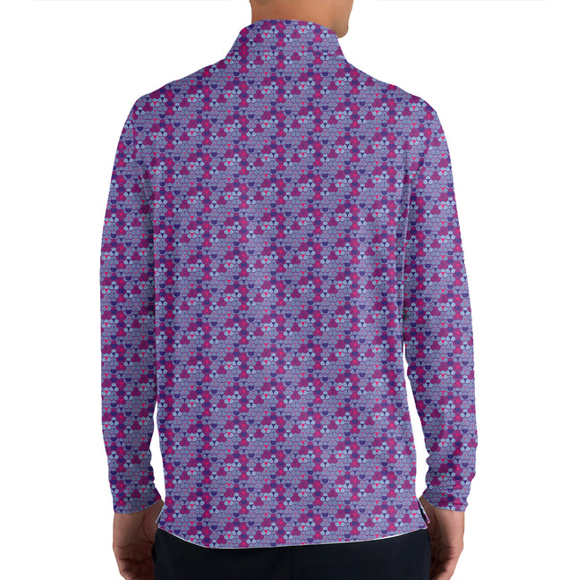 Personalized Long Sleeve Golf Zip Shirt – Custom Pattern Golf Shirt for Men – Stylish Performance Polo