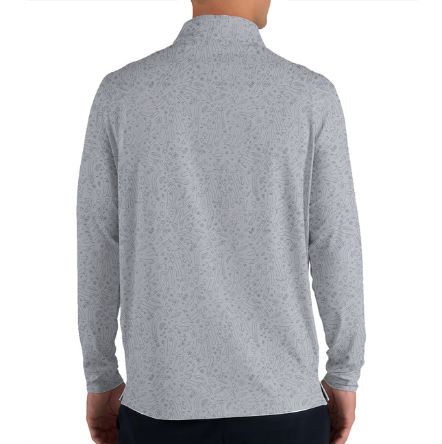 Funny Golf Doodle Pattern Quarter Zip Golf Pullover for Men Minimalist All Over Print Lightweight Long Sleeve Performance Golf Jacket