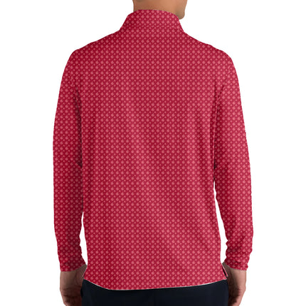 Red Funny Golf Hand Gesture Quarter Zip Golf Pullover for Men All Over Print Lightweight Long Sleeve Performance Golf Jacket