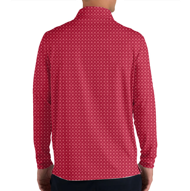 Red Funny Golf Hand Gesture Quarter Zip Golf Pullover for Men All Over Print Lightweight Long Sleeve Performance Golf Jacket