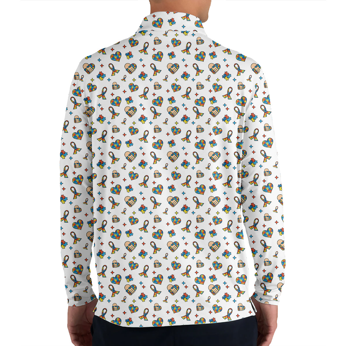 Autism Awareness Golf Polo Shirt Puzzle Pattern Men Golf Shirt