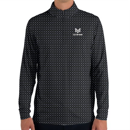 Black Funny Golf Hand Gesture Quarter Zip Golf Pullover for Men All Over Print Lightweight Long Sleeve Performance Golf Jacket