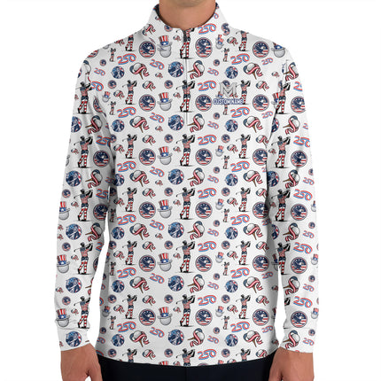 USA 250 Years Patriotic Quarter Zip Golf Pullover for Men American Flag Golfer All Over Print Lightweight Long Sleeve Golf Jacket