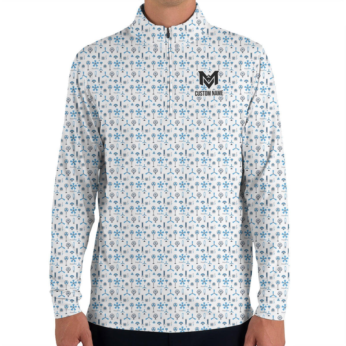 Personalized Blue Funny Golf Icons Polo Shirt for Men Golf Equipment Pattern All Over Print Performance Golf Polo Lightweight Breathable Golf Apparel