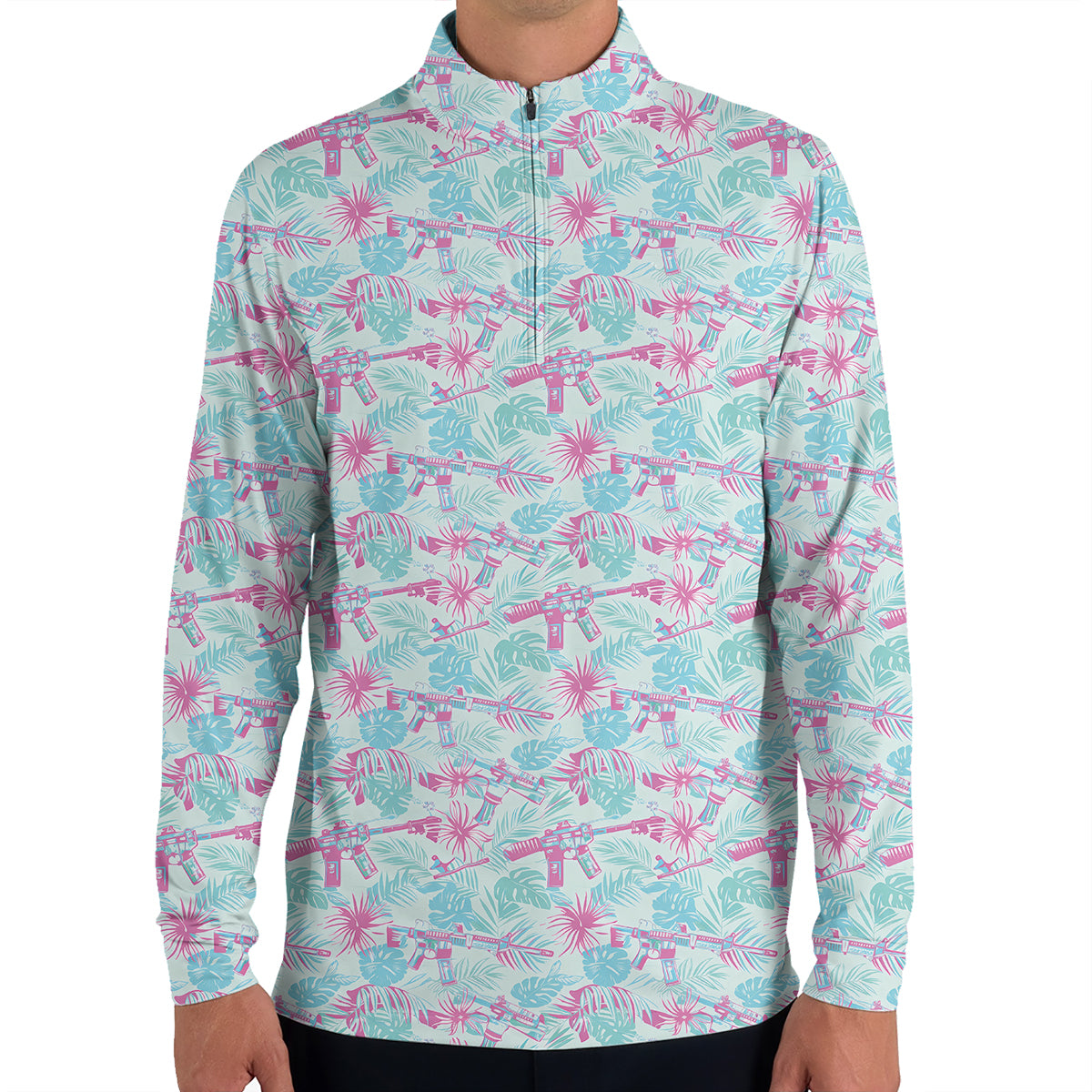 Funny Tactical Hawaiian Golf Polo Shirt for Men – Tropical Pattern Performance Golf Shirt, Lightweight Breathable Novelty Golf Polo