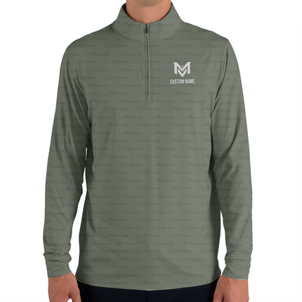 Personalized Masters Golf Pattern Quarter Zip Long Sleeve Shirt – Custom Name Golf Pullover