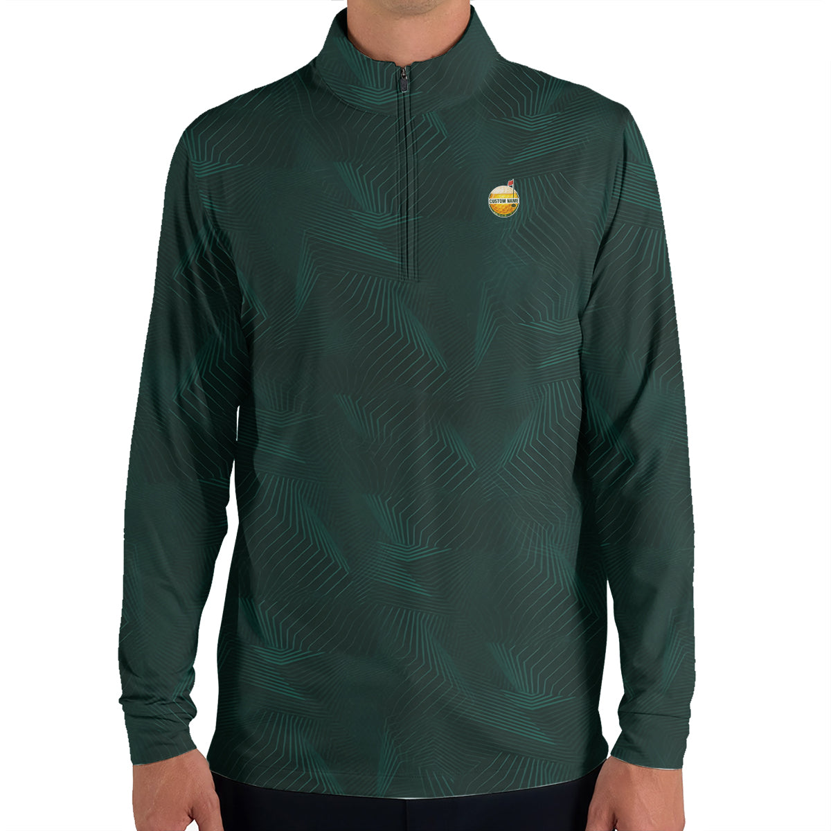 Personalized Custom Name Abstract Line Pattern Golf Polo Shirt for Men Modern Golf Apparel