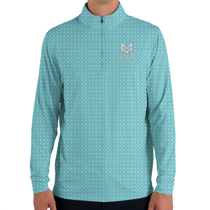 Light Blue Funny Golf Hand Gesture Quarter Zip Golf Pullover for Men All Over Print Lightweight Long Sleeve Performance Golf Jacket