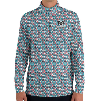 Personalized Abstract Boob Pattern Quarter Zip Golf Long Sleeve Shirt – Custom Name Funny Body Positive Polo Long Sleeve Golf Pullover