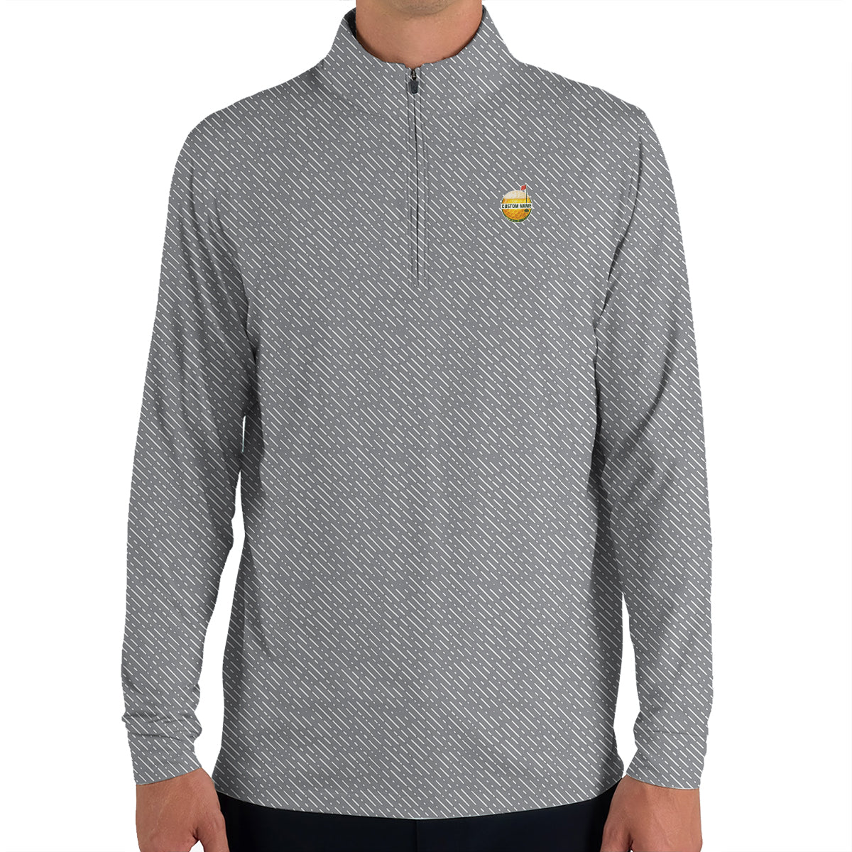 Personalized Custom Name Diagonal Dash Pattern Golf Polo Shirt for Men Stylish Minimal Golf Apparel