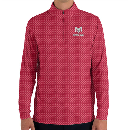 Red Funny Golf Hand Gesture Quarter Zip Golf Pullover for Men All Over Print Lightweight Long Sleeve Performance Golf Jacket