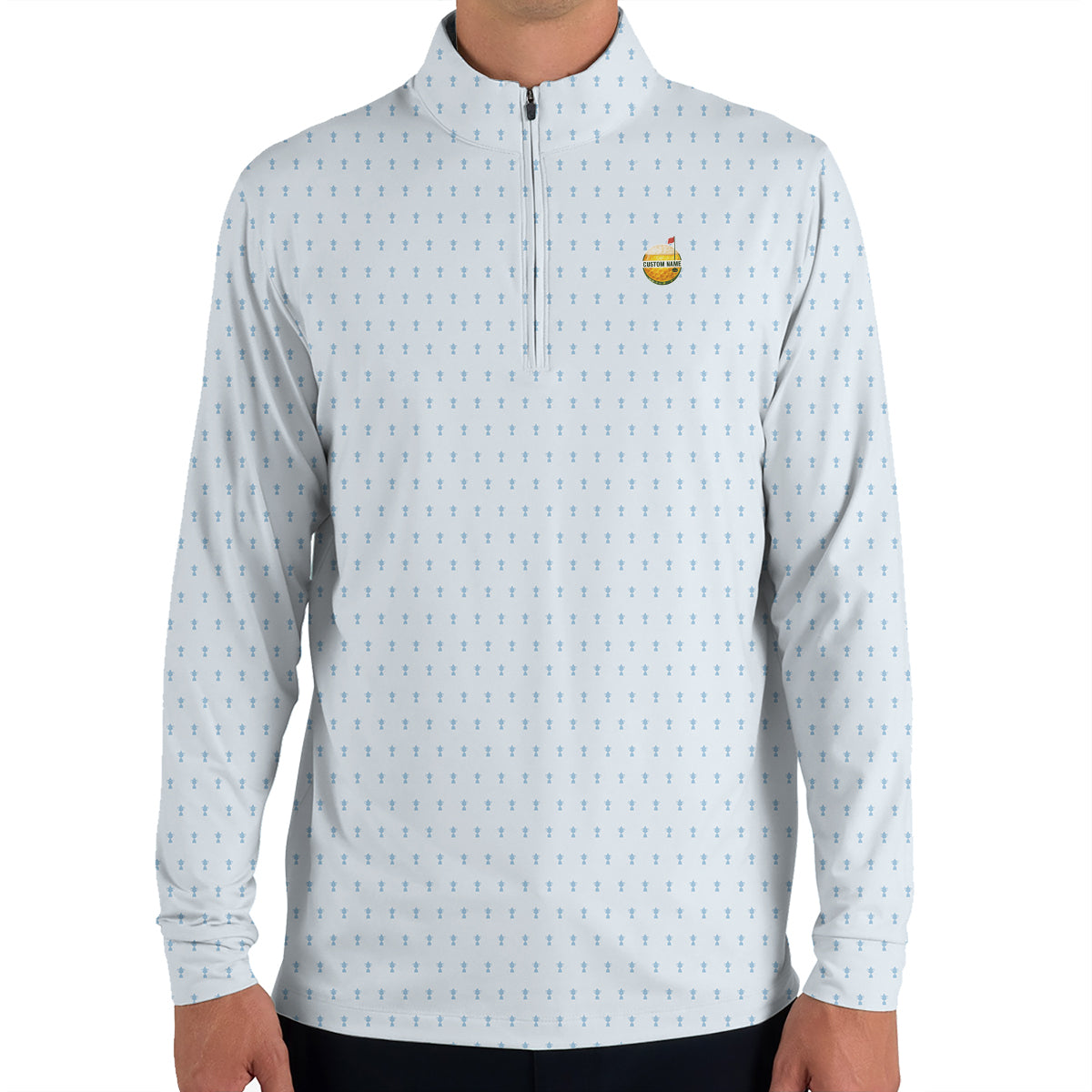 Personalized Custom Name Minimal Golf Trophy Pattern Polo Shirt for Men Stylish Golf Apparel