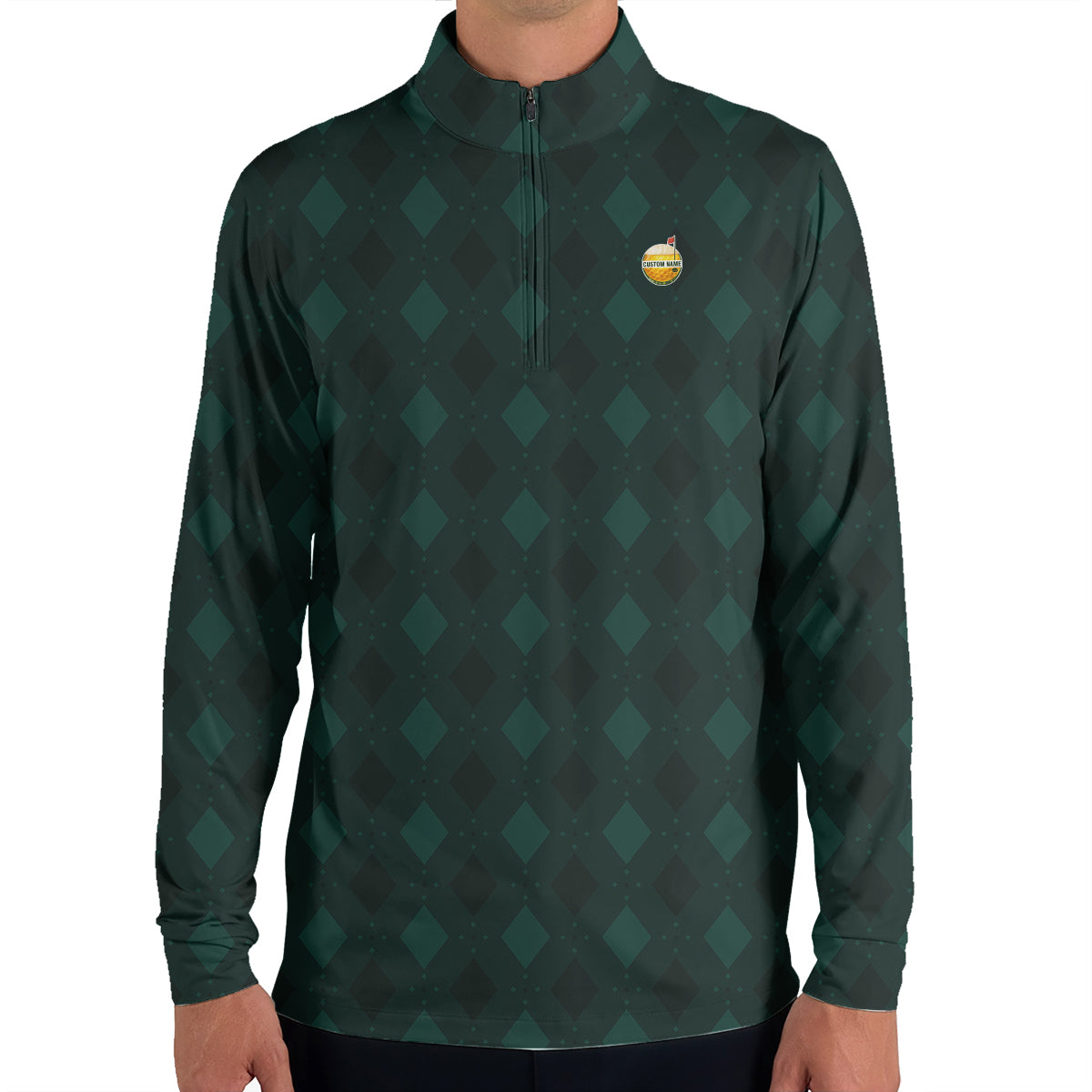 Personalized Custom Name Argyle Pattern Golf Polo Shirt for Men Classic Golf Apparel